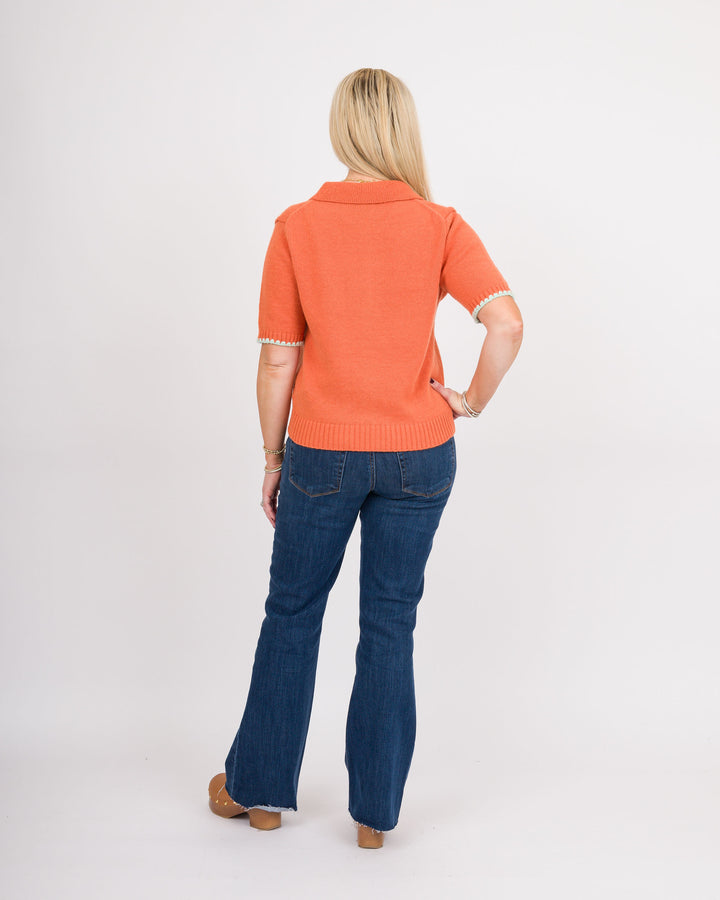 Andrea Button Down Cardigan - Rust