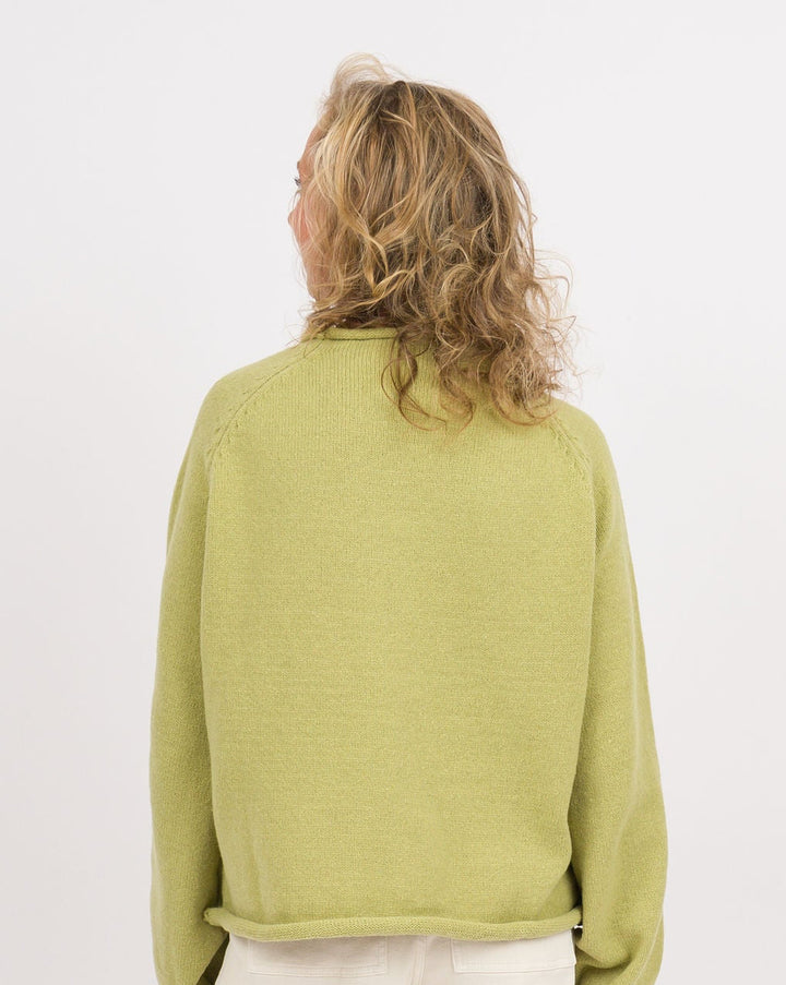 Cow Balloon Sleeve Sweater - Olive
