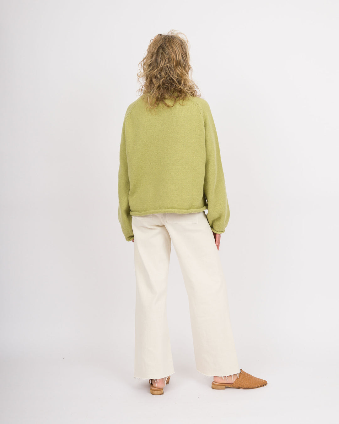 Cow Balloon Sleeve Sweater - Olive