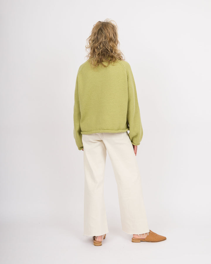 Cow Balloon Sleeve Sweater - Olive