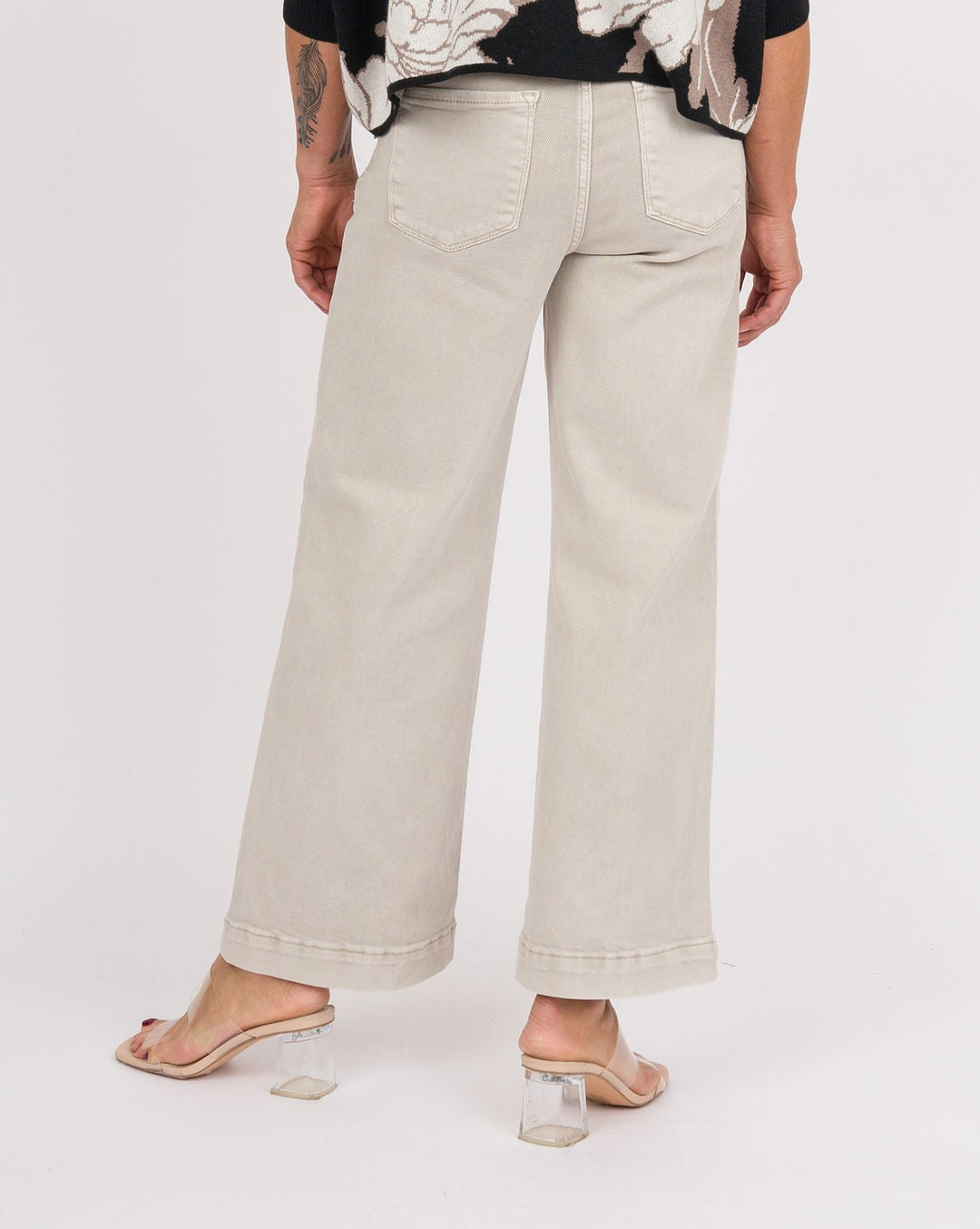 Risen Tummy Control High Rise Crop Wide Pants