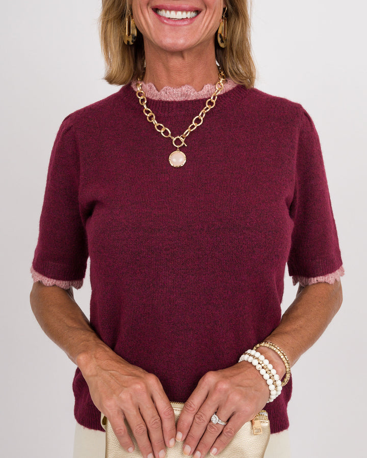 Joanna Scalloped Top - Raspberry