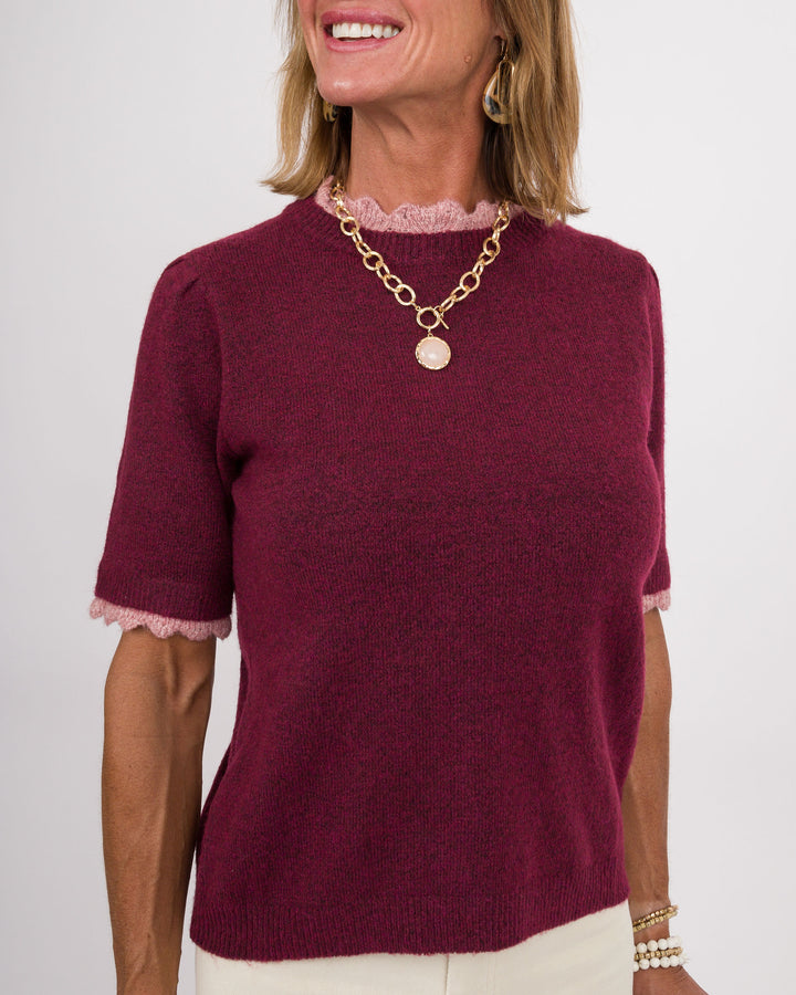 Joanna Scalloped Top - Raspberry