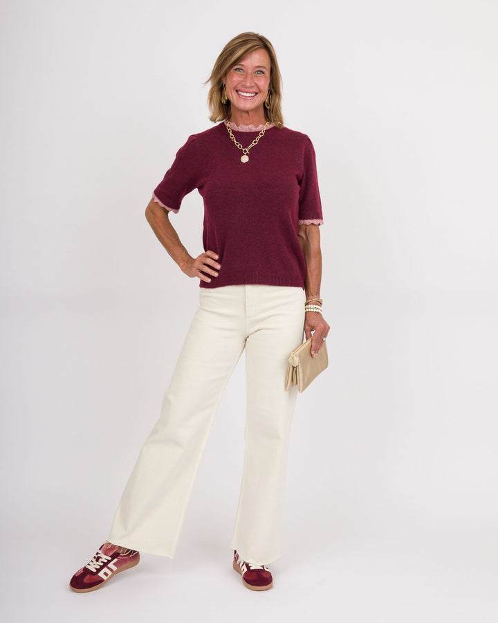 Joanna Scalloped Top - Raspberry