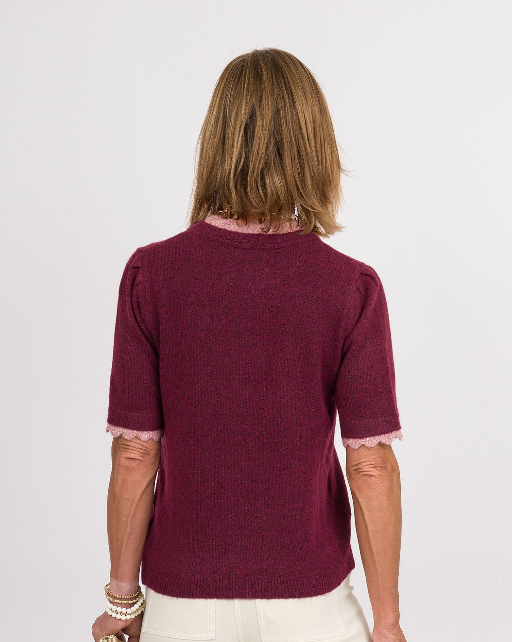 Joanna Scalloped Top - Raspberry