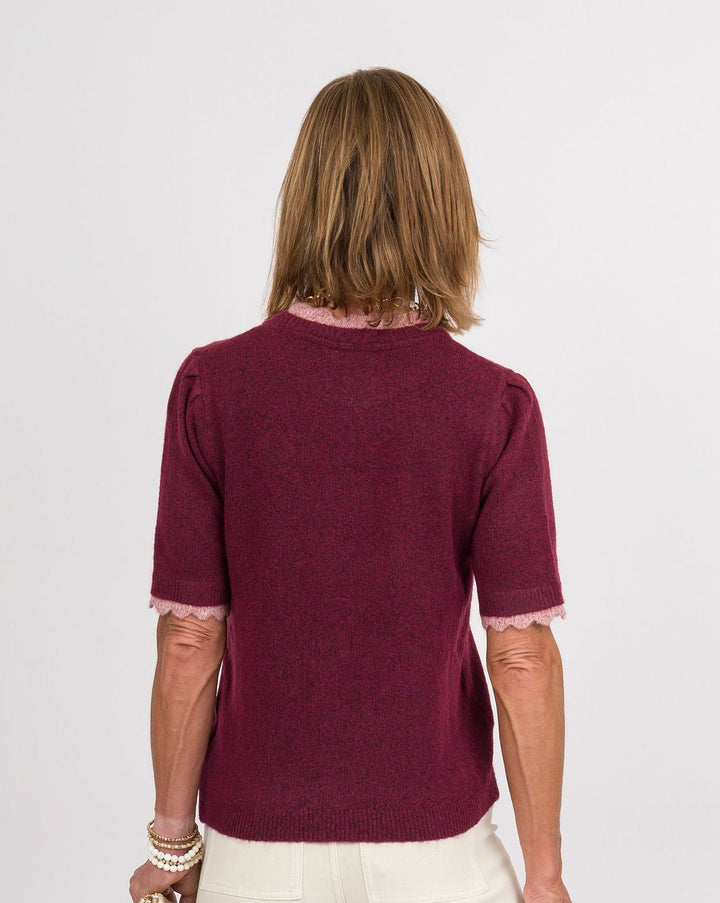 Joanna Scalloped Top - Raspberry