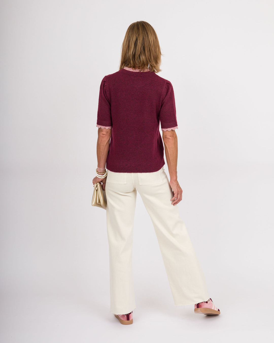Joanna Scalloped Top - Raspberry