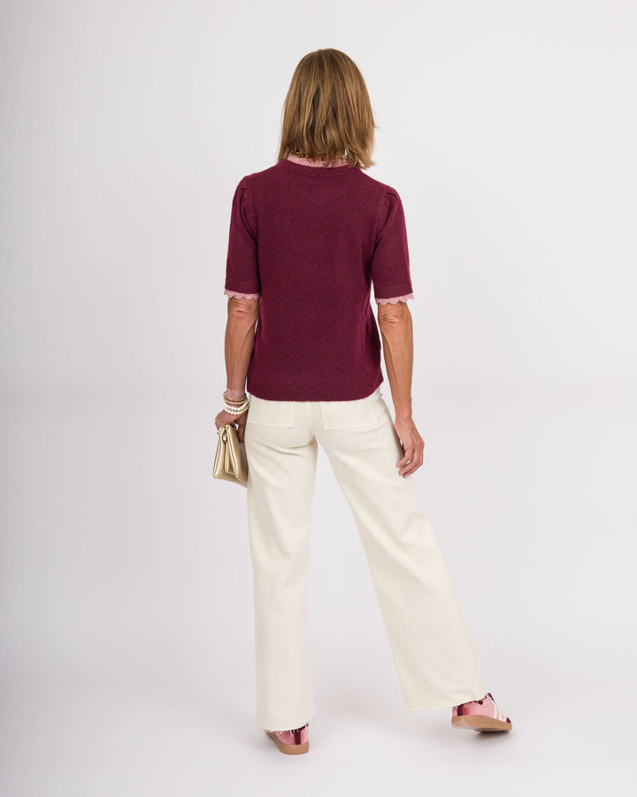 Joanna Scalloped Top - Raspberry