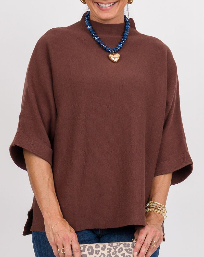 Danni Mock Neck Dolman Top - Espresso