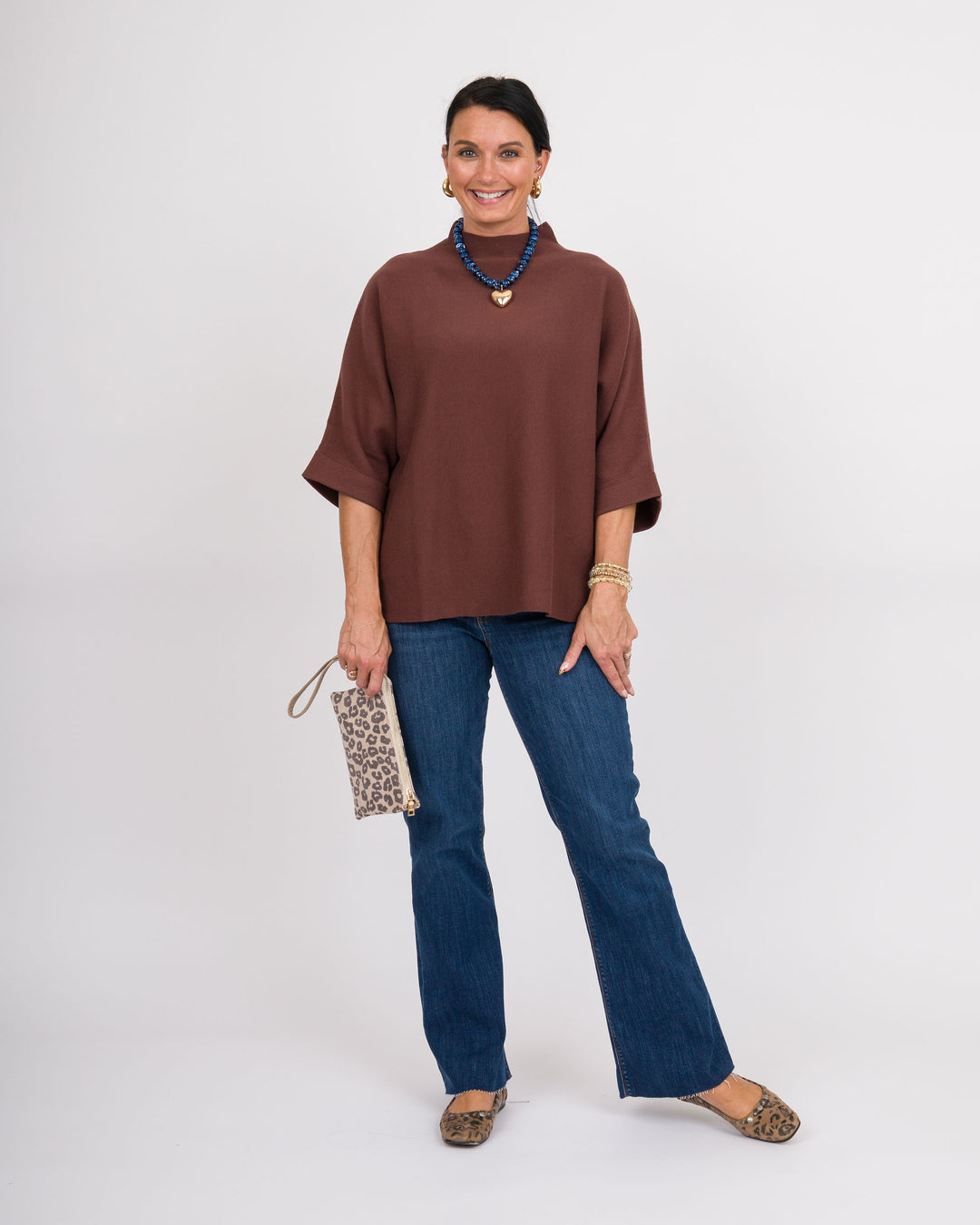 Danni Mock Neck Dolman Top - Espresso