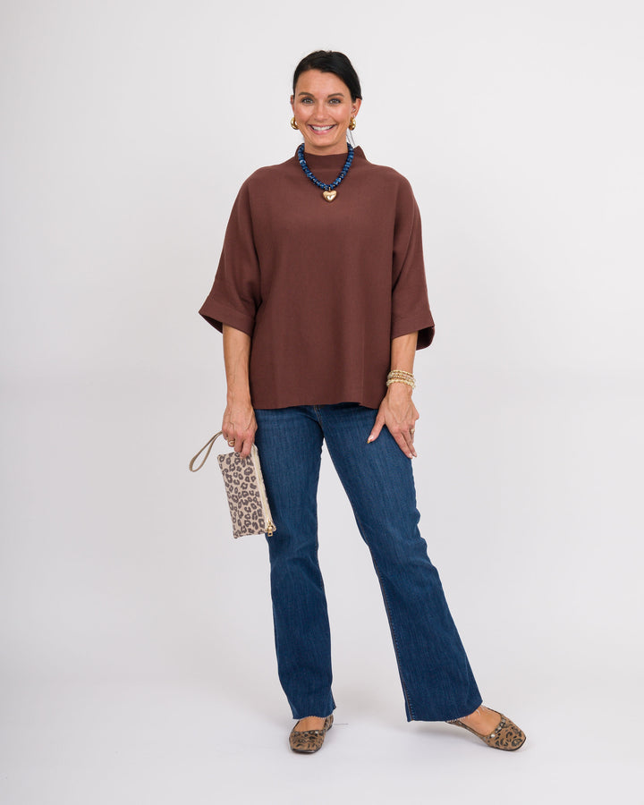 Danni Mock Neck Dolman Top - Espresso