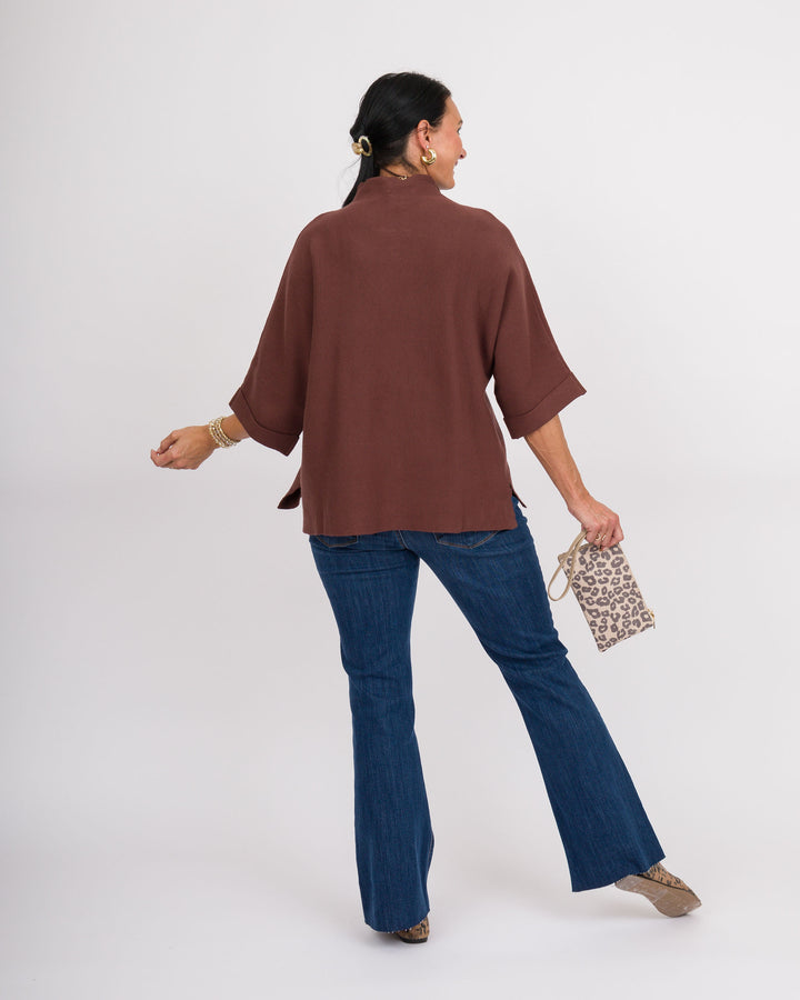 Danni Mock Neck Dolman Top - Espresso