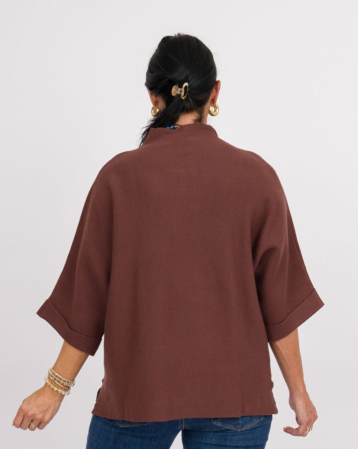 Danni Mock Neck Dolman Top - Espresso