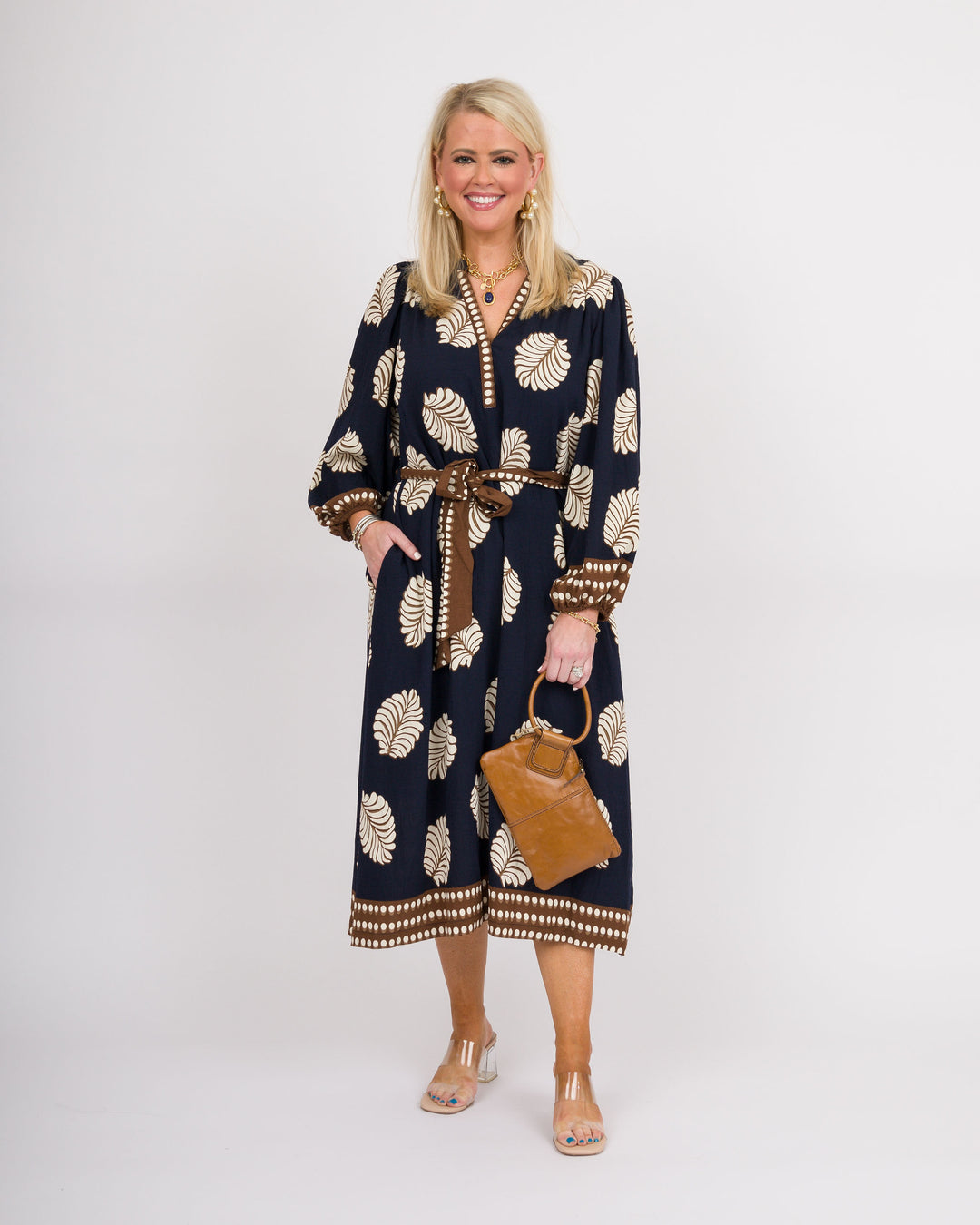 Navy Mix Abstract Midi Dress