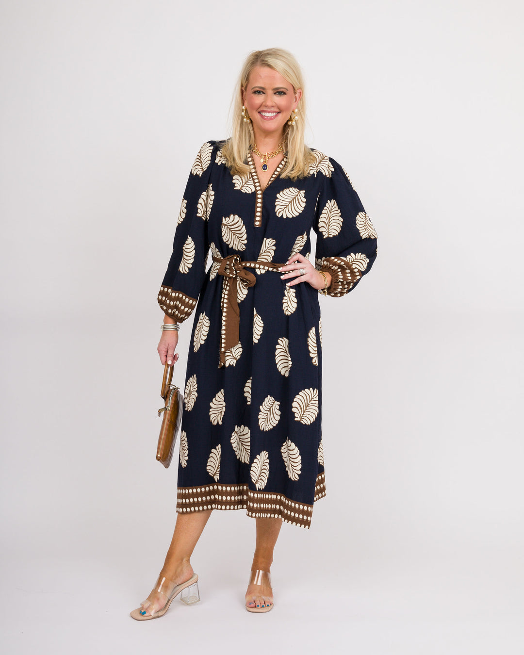 Navy Mix Abstract Midi Dress