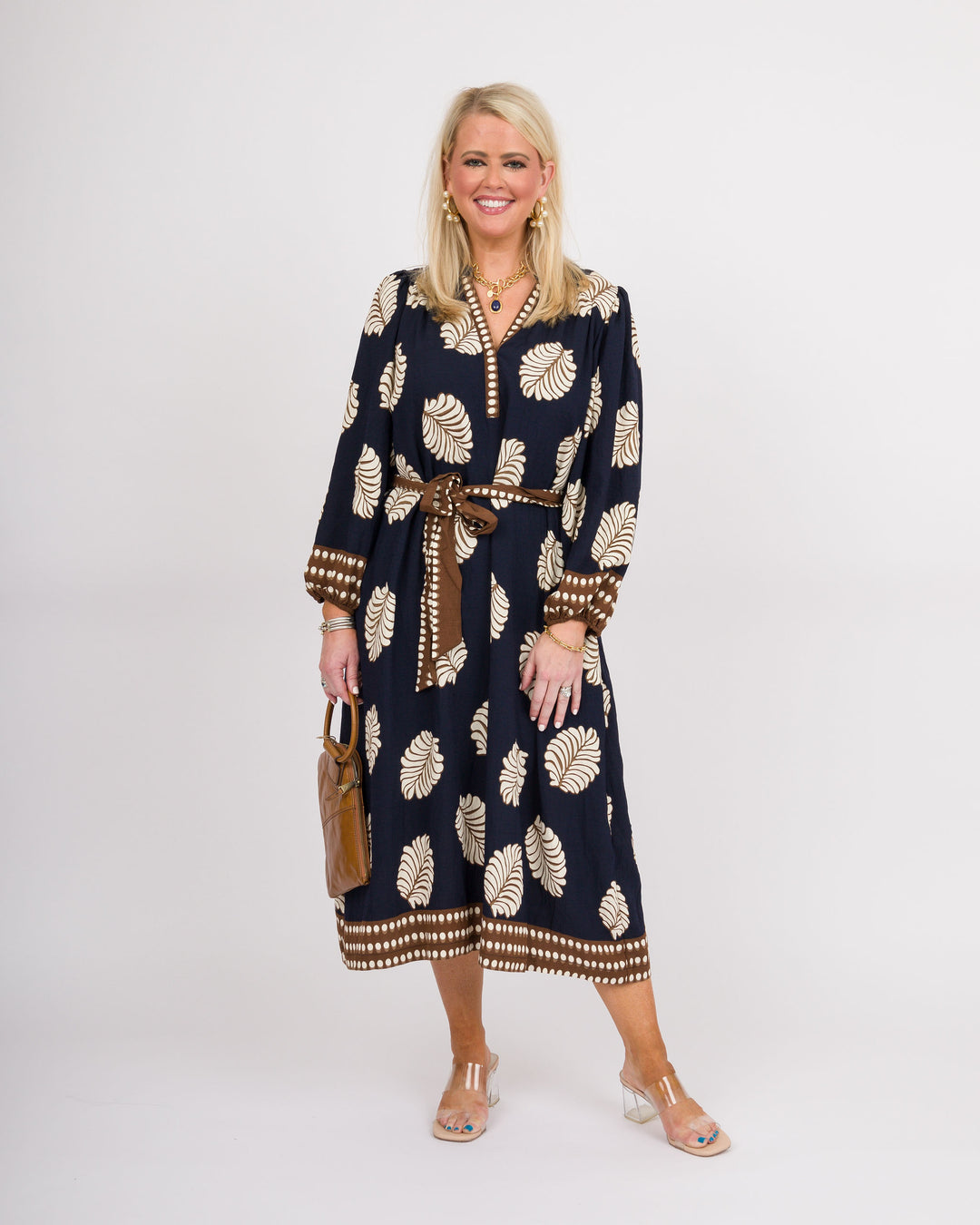 Navy Mix Abstract Midi Dress