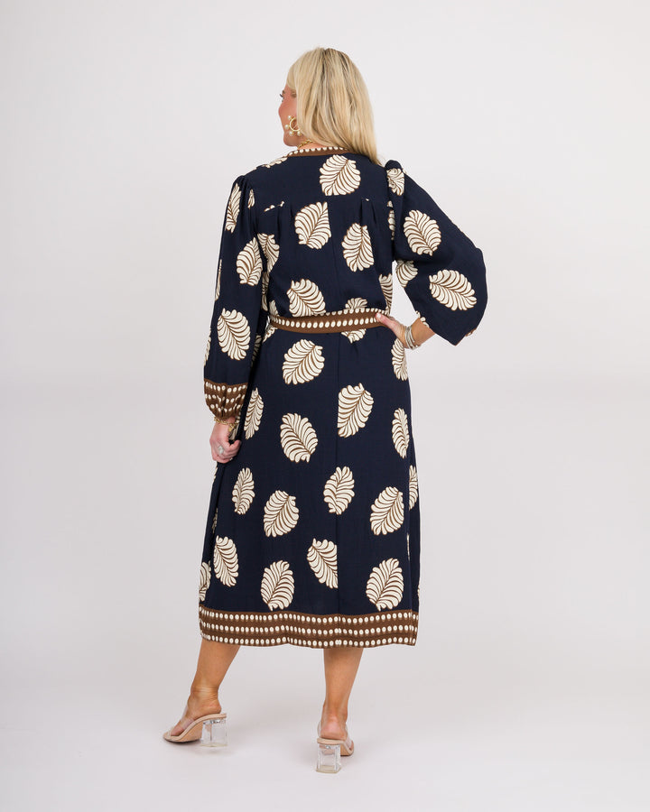 Navy Mix Abstract Midi Dress