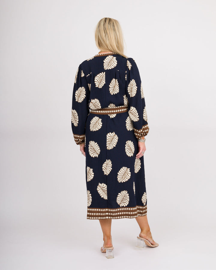Navy Mix Abstract Midi Dress