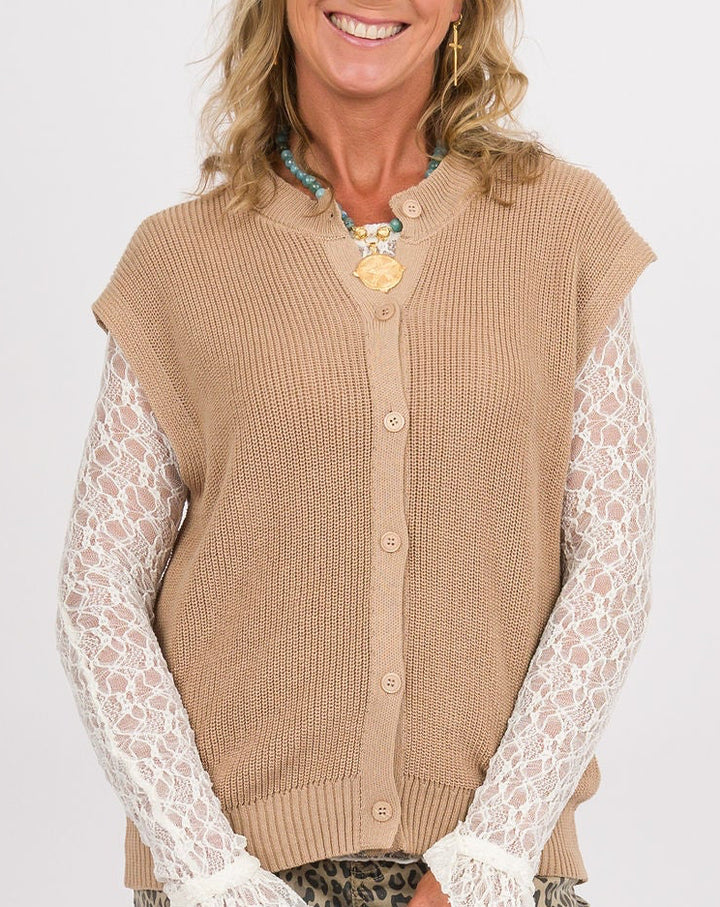 Sutton Sleeveless Sweater - Beige