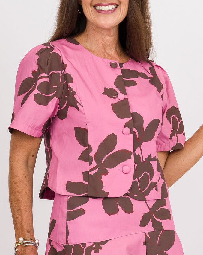 Freddie Top - Pink &amp; Brown