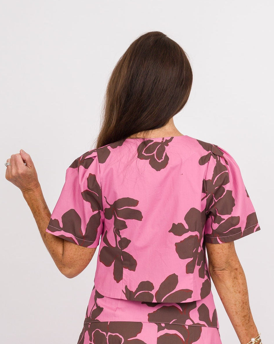 Freddie Top - Pink &amp; Brown