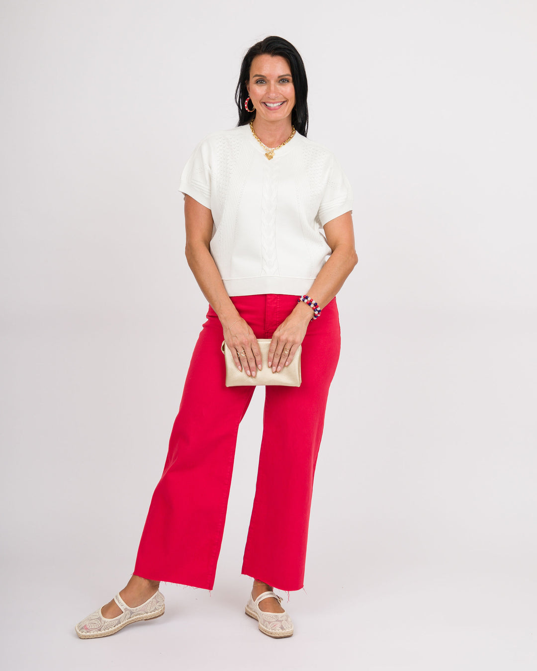 White Short Sleeve Sweater