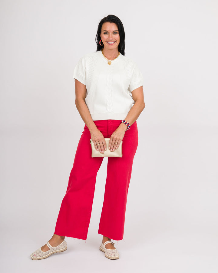 White Short Sleeve Sweater