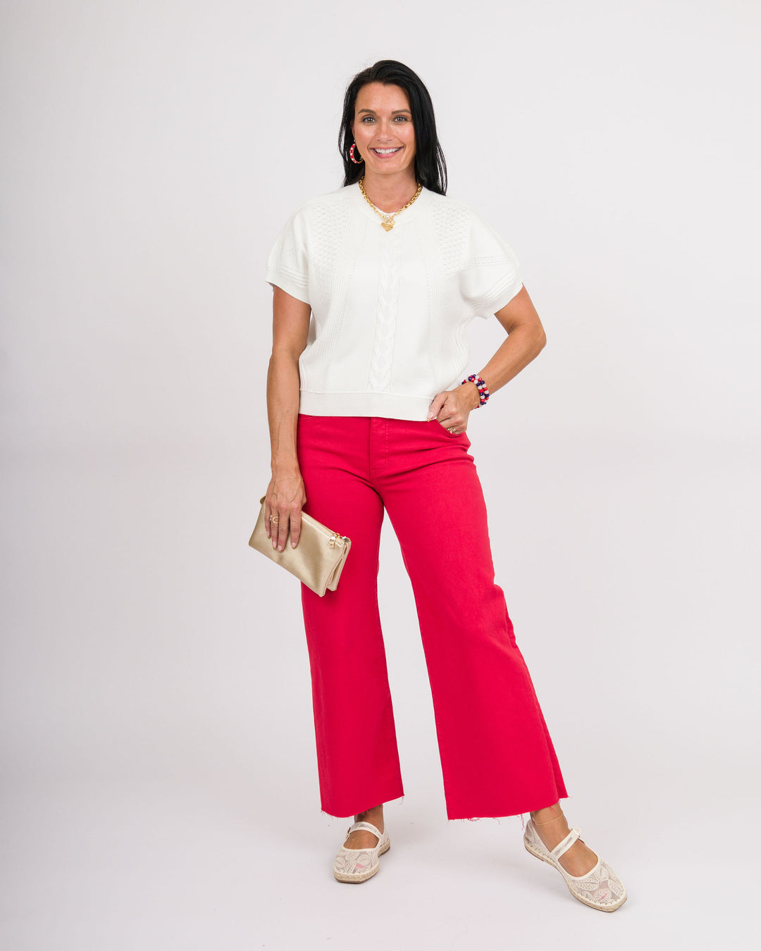 White Short Sleeve Sweater