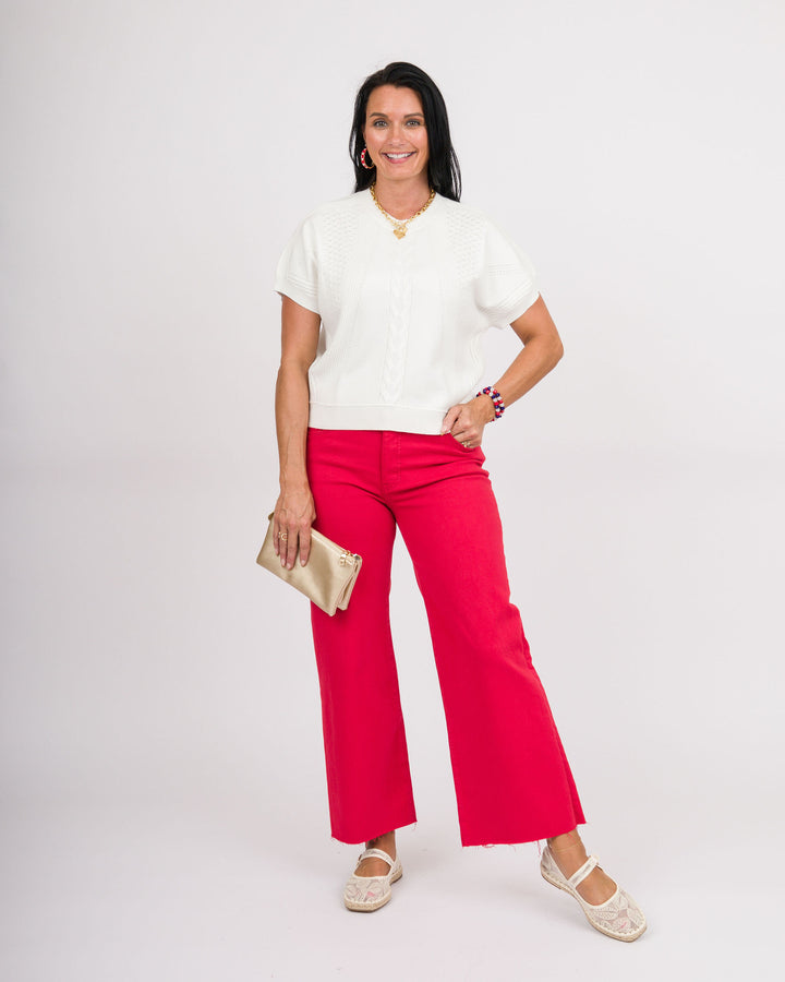 White Short Sleeve Sweater