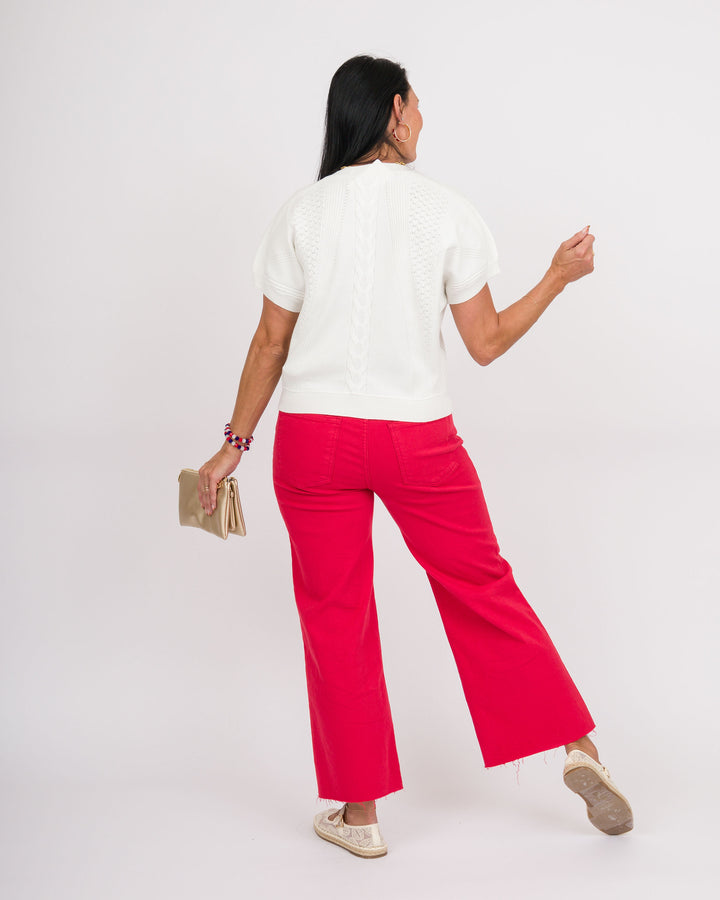 White Short Sleeve Sweater