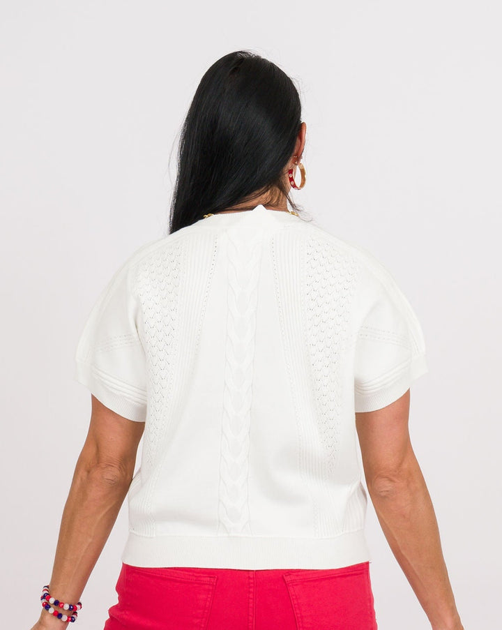 White Short Sleeve Sweater
