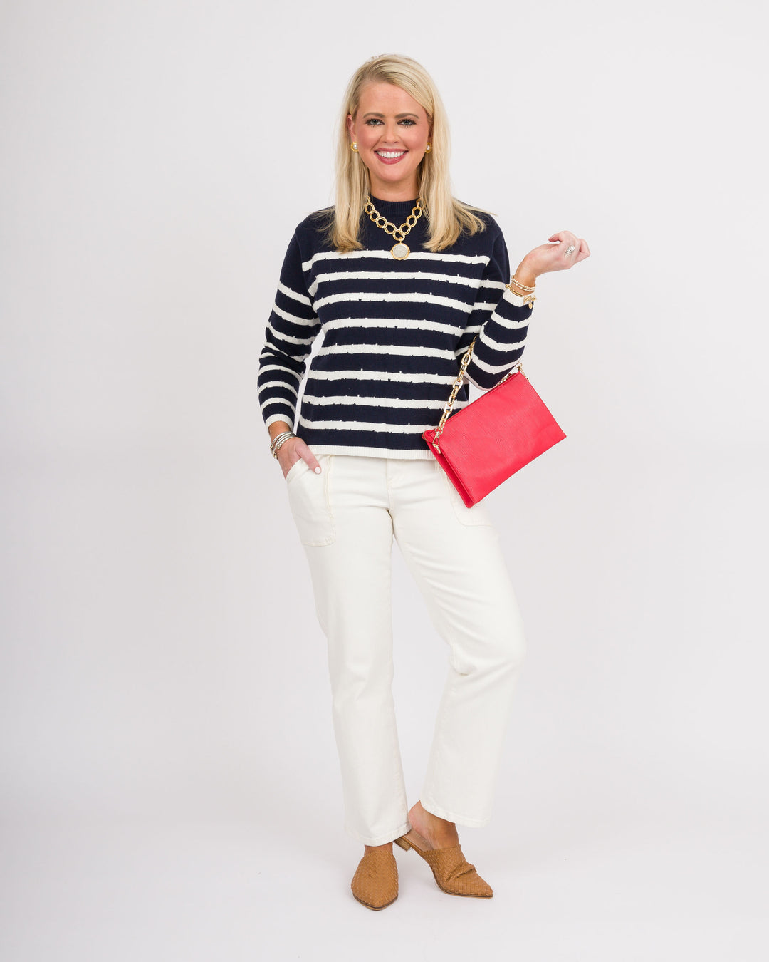 Cape Cod Striped Sweater - Navy