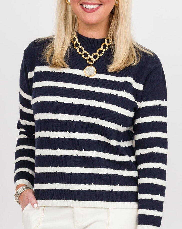 Cape Cod Striped Sweater - Navy