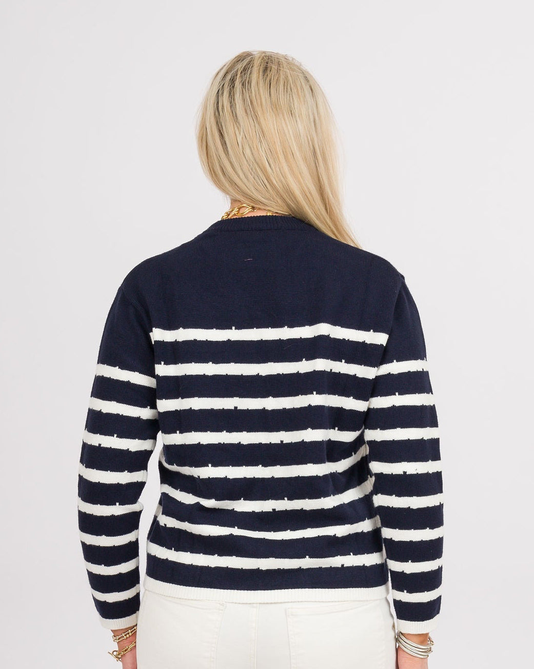 Cape Cod Striped Sweater - Navy