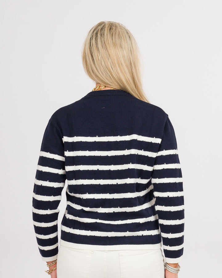 Cape Cod Striped Sweater - Navy