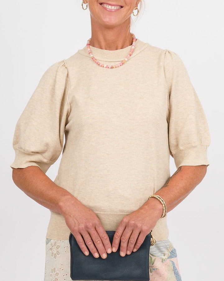 Phoebe Puff Sleeve Top - Oatmeal
