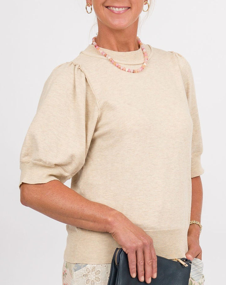 Phoebe Puff Sleeve Top - Oatmeal