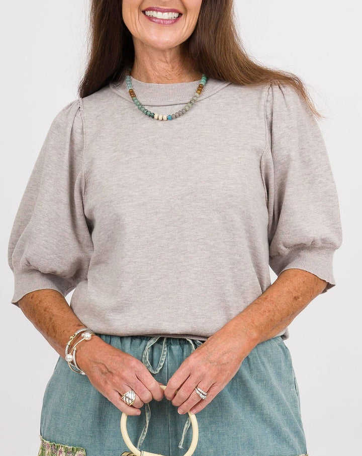 Phoebe Puff Sleeve Top - Stone