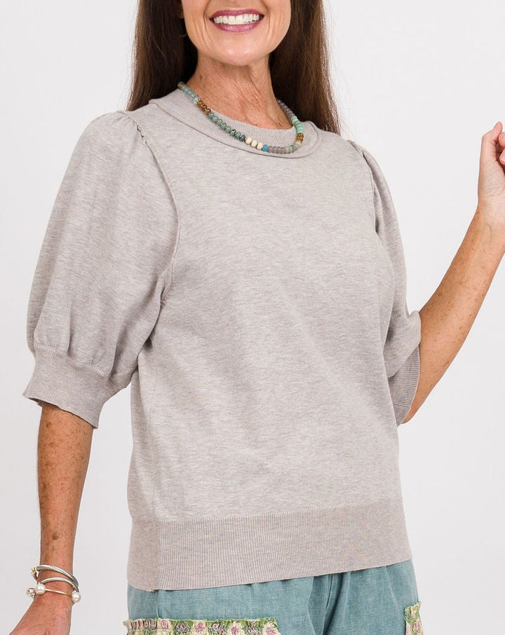 Phoebe Puff Sleeve Top - Stone