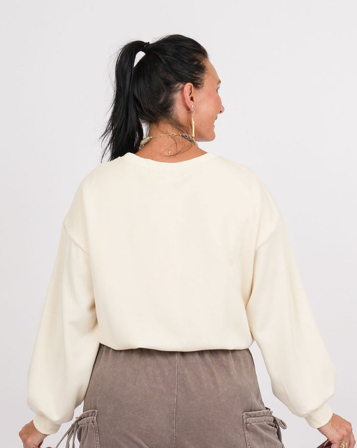Aspen Luxe Knit Bubble Top - Cream