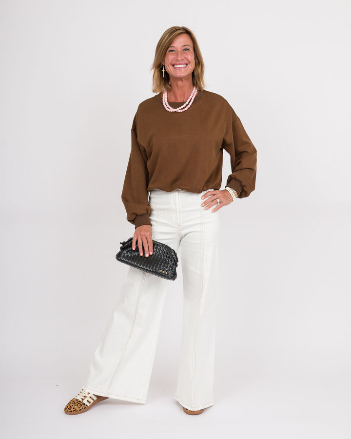 Aspen Luxe Knit Bubble Top - Cocoa Powder