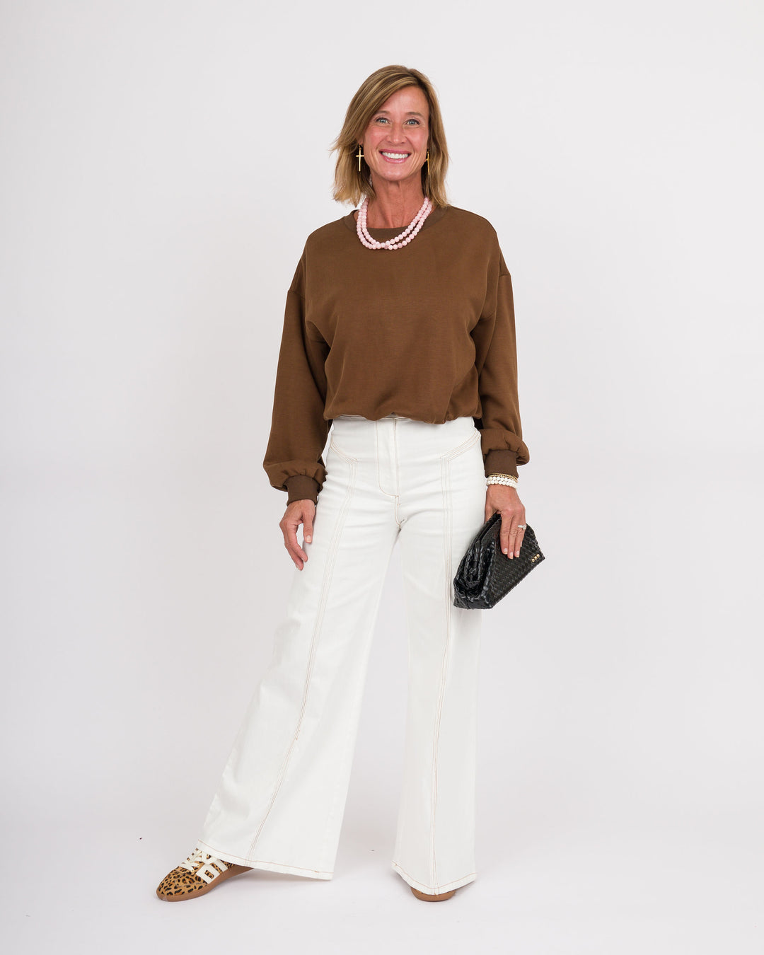 Aspen Luxe Knit Bubble Top - Cocoa Powder