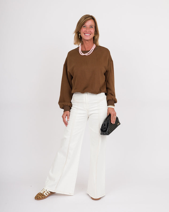 Aspen Luxe Knit Bubble Top - Cocoa Powder