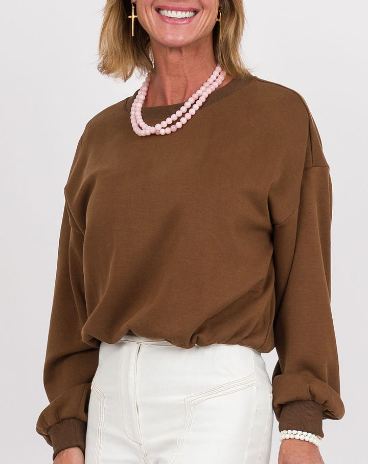 Aspen Luxe Knit Bubble Top - Cocoa Powder
