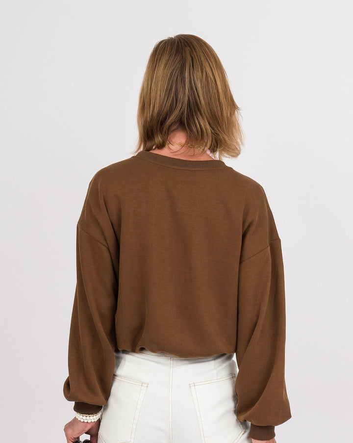 Aspen Luxe Knit Bubble Top - Cocoa Powder