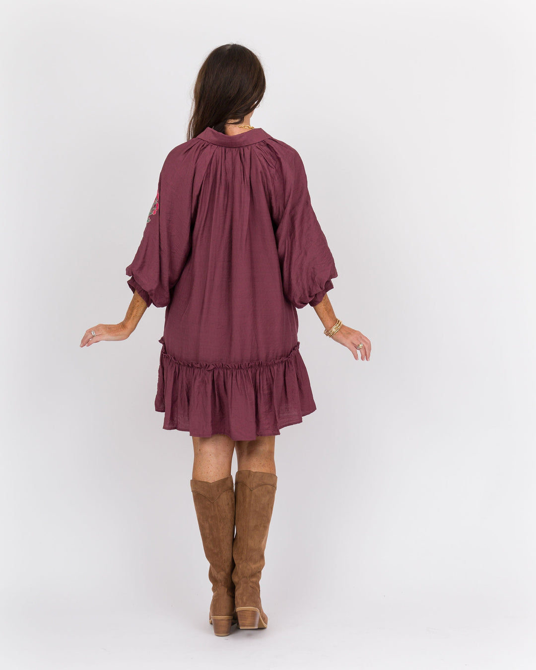 Plum Rose Embroidered Dress