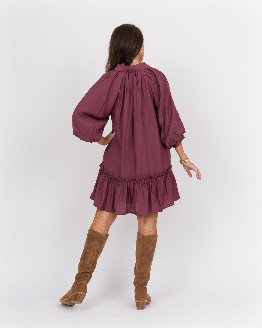Plum Rose Embroidered Dress