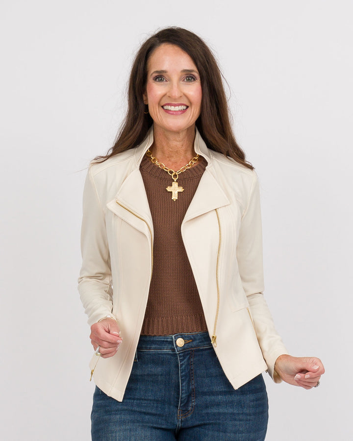 Clara Sunwoo Liquid Leather Jacket-Ivory