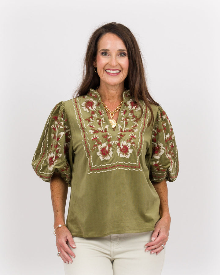 Leona Floral Corduroy Top