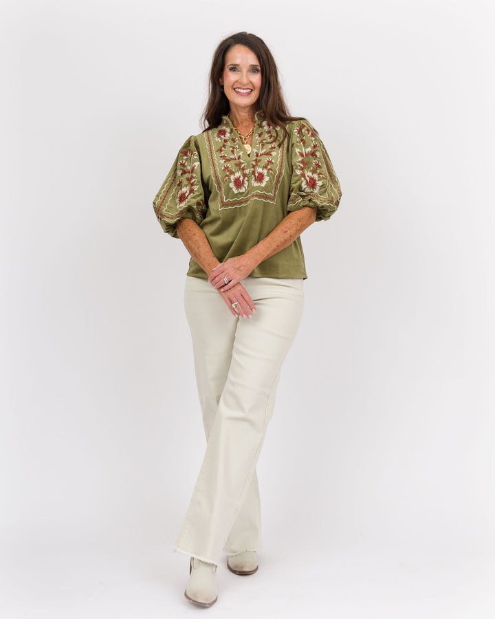 Leona Floral Corduroy Top